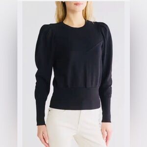AG Adriano Goldschmied Walker Black Puff Shoulder Sweater